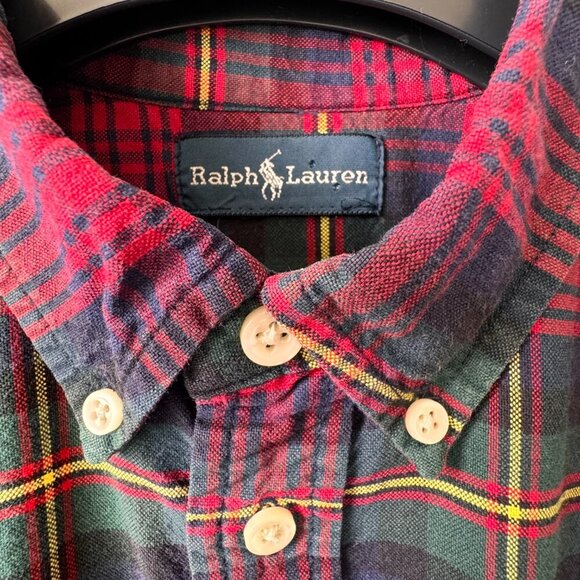 Ralph Lauren Plaid Cotton Long Sleeve Button-Up Shirt - Picture 4 of 9